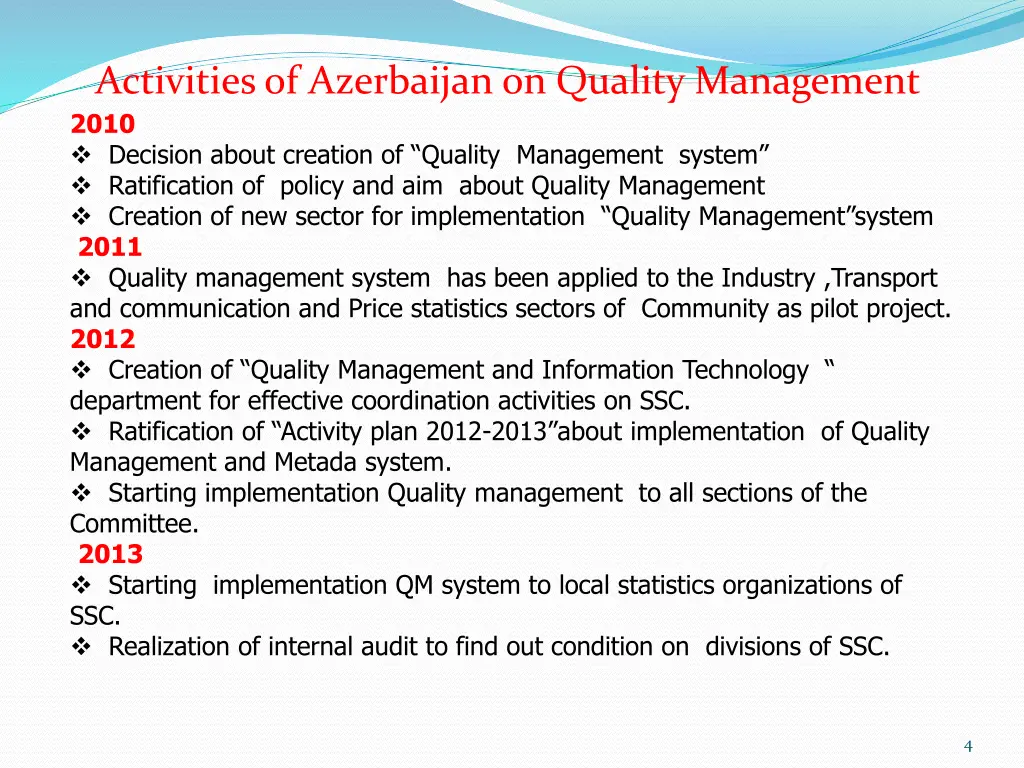 activities of azerbaijan on quality management