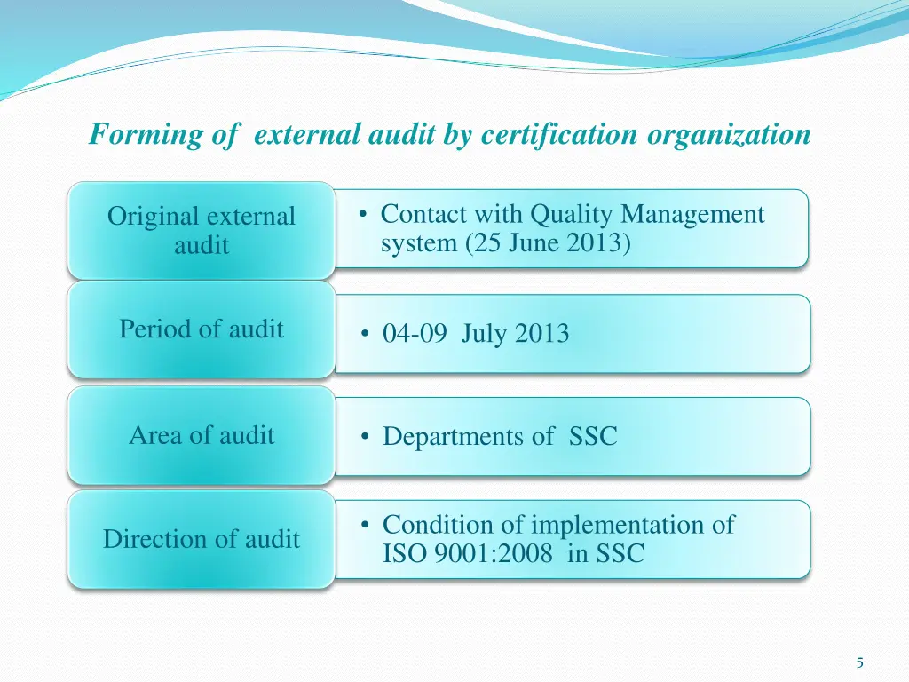 forming of external audit by certification