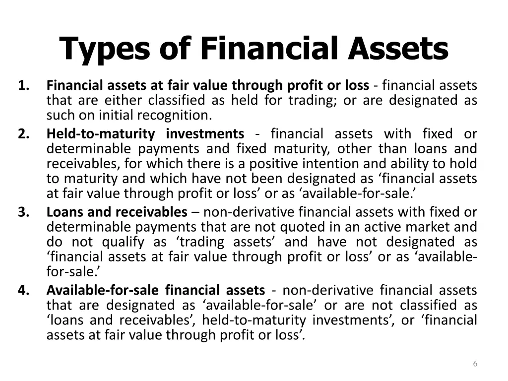 types of financial assets