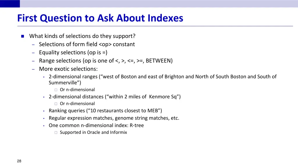 first question to ask about indexes