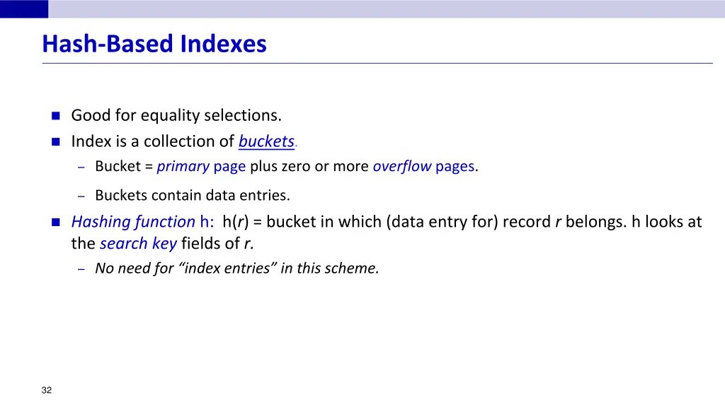 hash based indexes