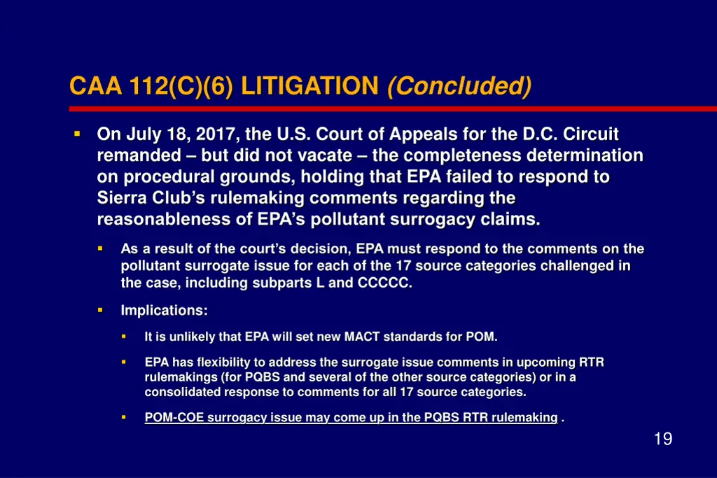 caa 112 c 6 litigation concluded