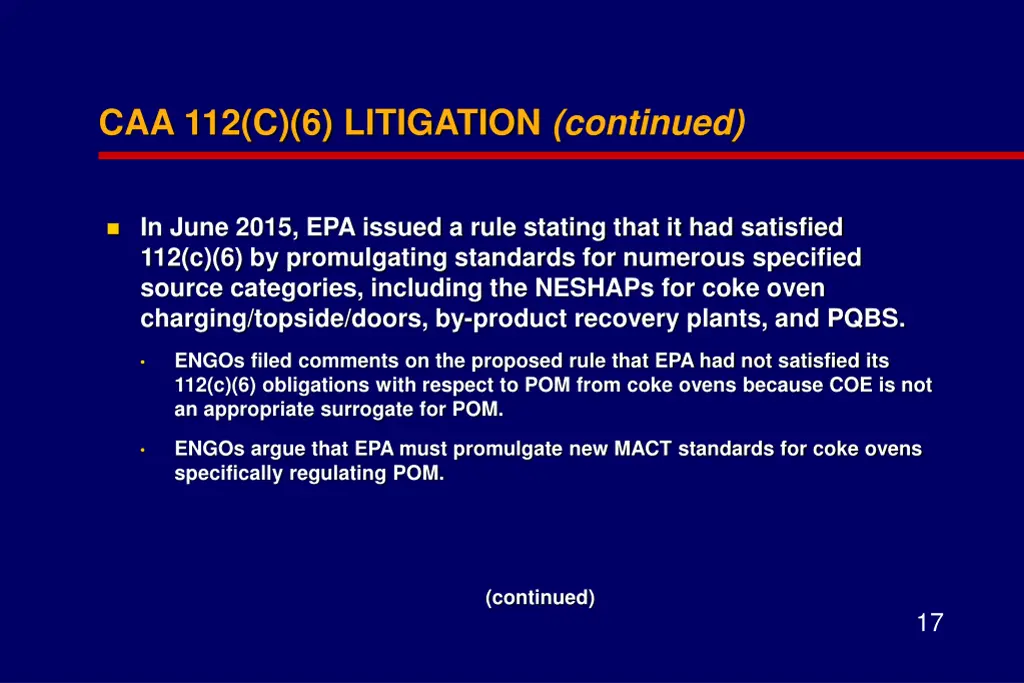 caa 112 c 6 litigation continued
