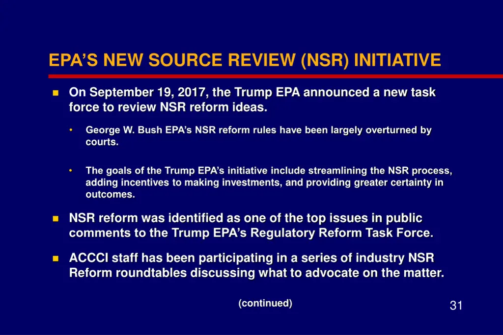 epa s new source review nsr initiative