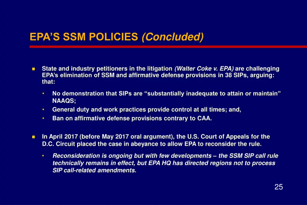 epa s ssm policies concluded