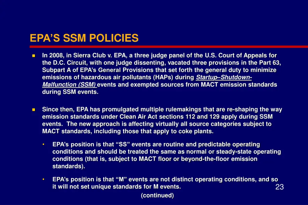 epa s ssm policies