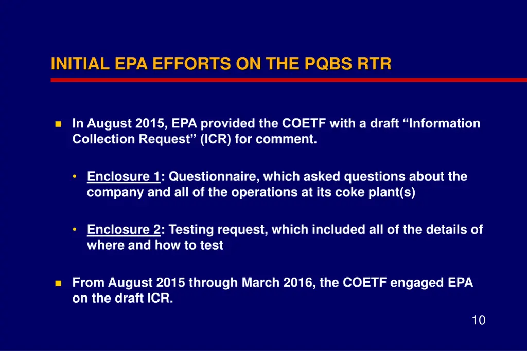 initial epa efforts on the pqbs rtr