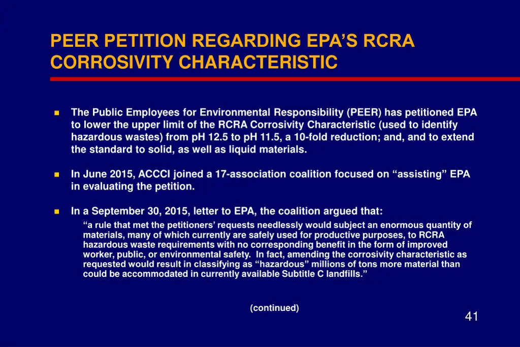 peer petition regarding epa s rcra corrosivity