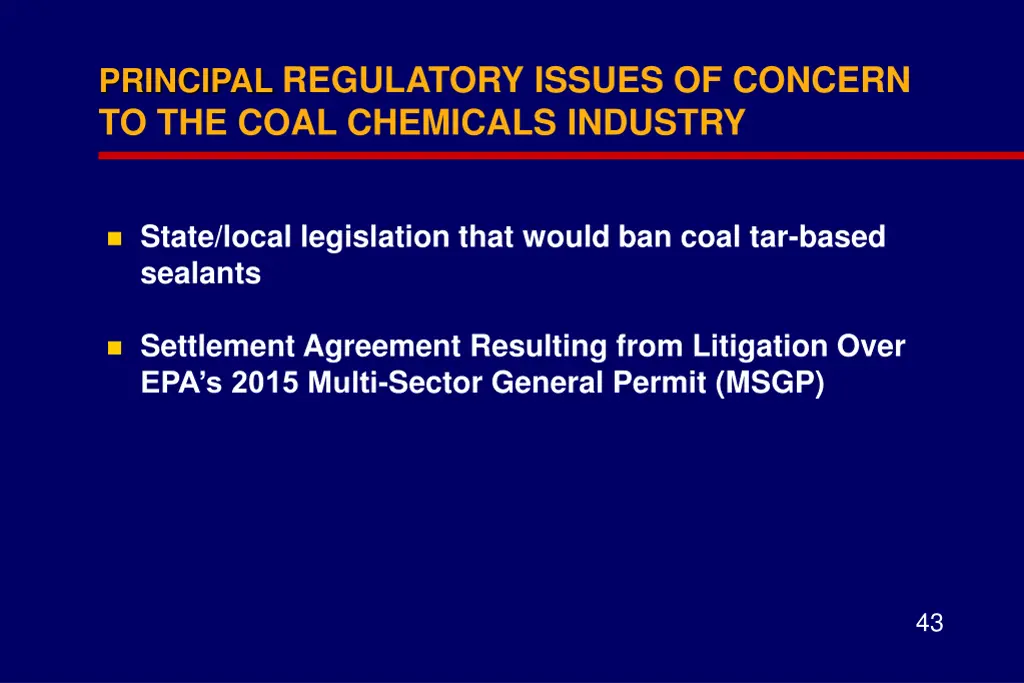 principal regulatory issues of concern