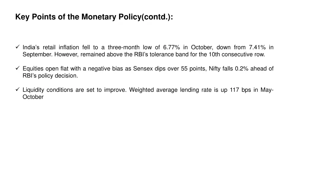 key points of the monetary policy contd