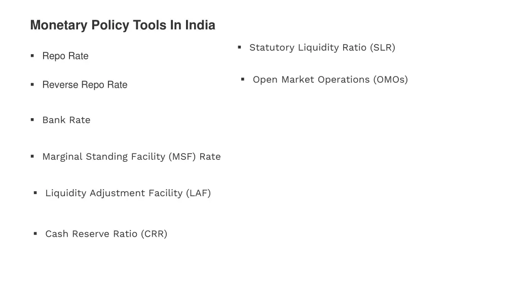 monetary policy tools in india