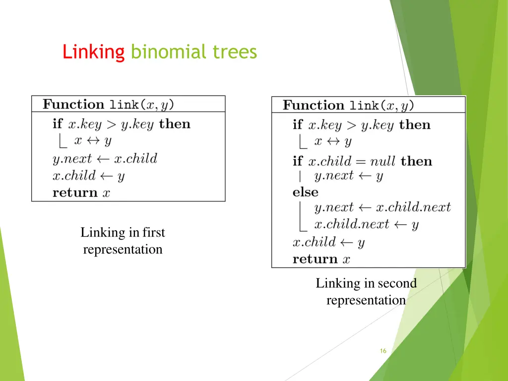 linking binomial trees 1