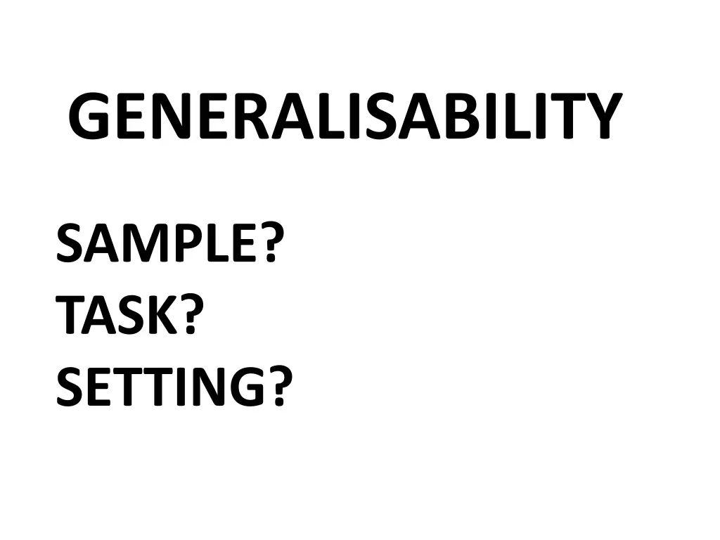 generalisability
