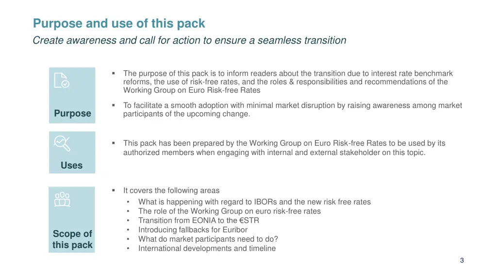 purpose and use of this pack create awareness