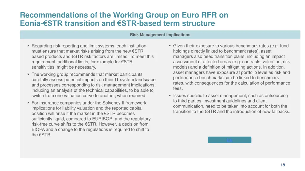 recommendations of the working group on euro 2