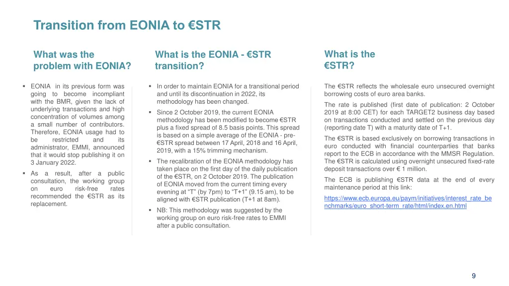 transition from eonia to str