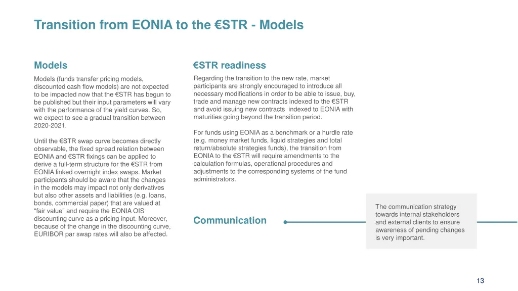 transition from eonia to the str models