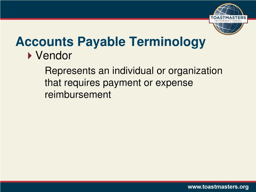 accounts payable terminology vendor represents
