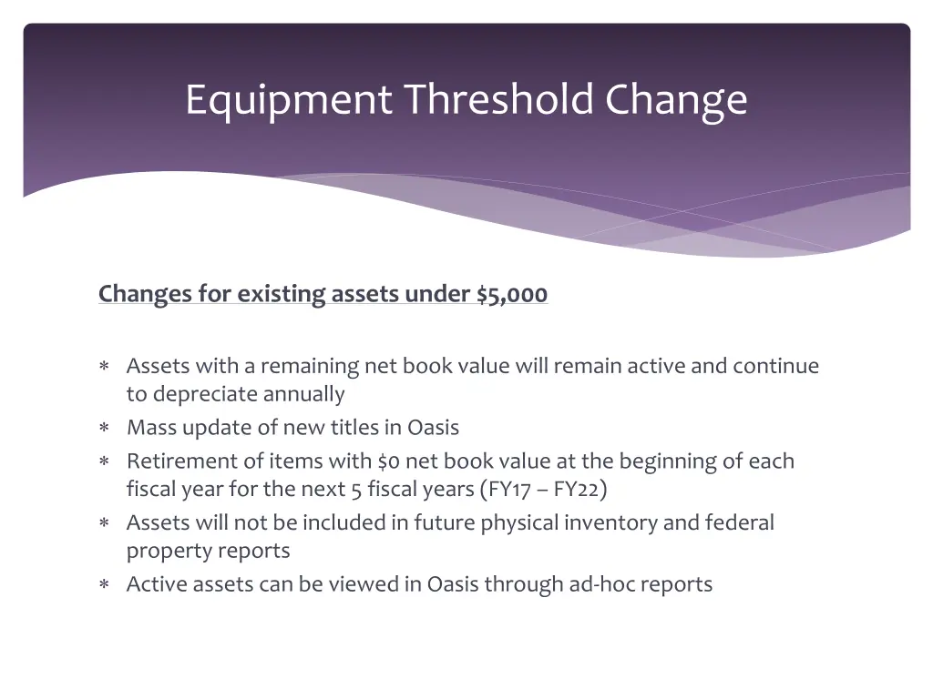 equipment threshold change 4