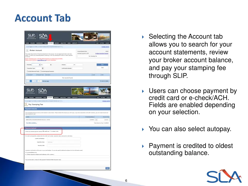selecting the account tab allows you to search
