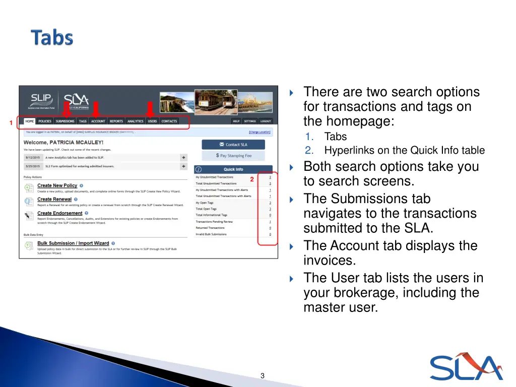 there are two search options for transactions