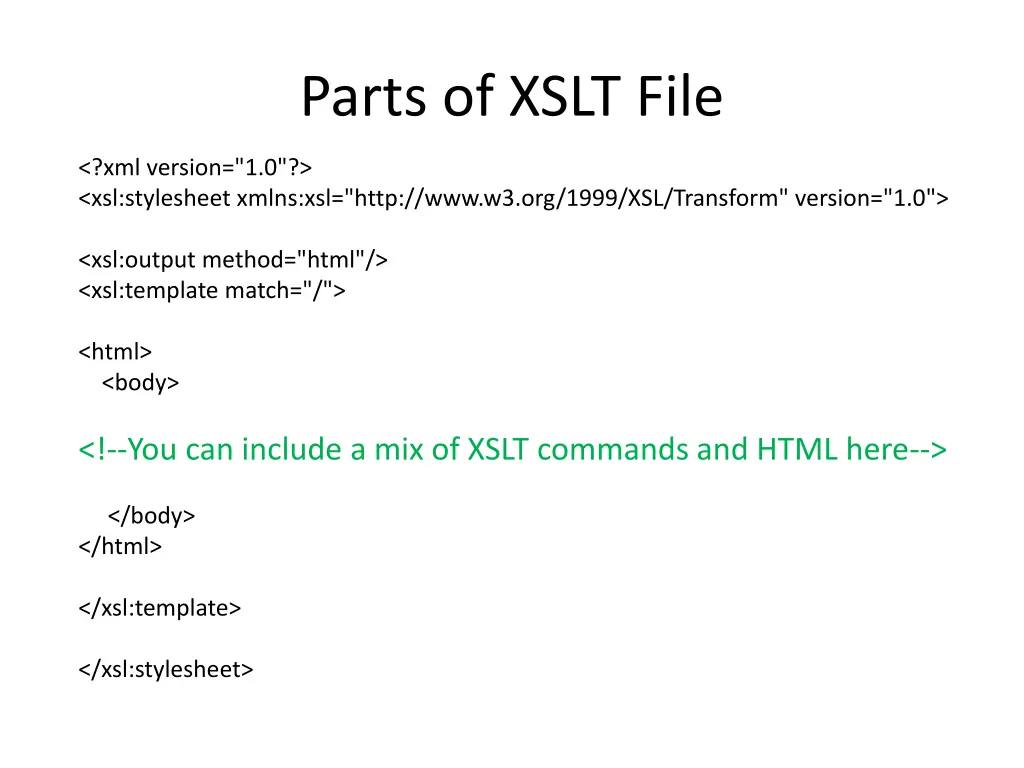parts of xslt file 3