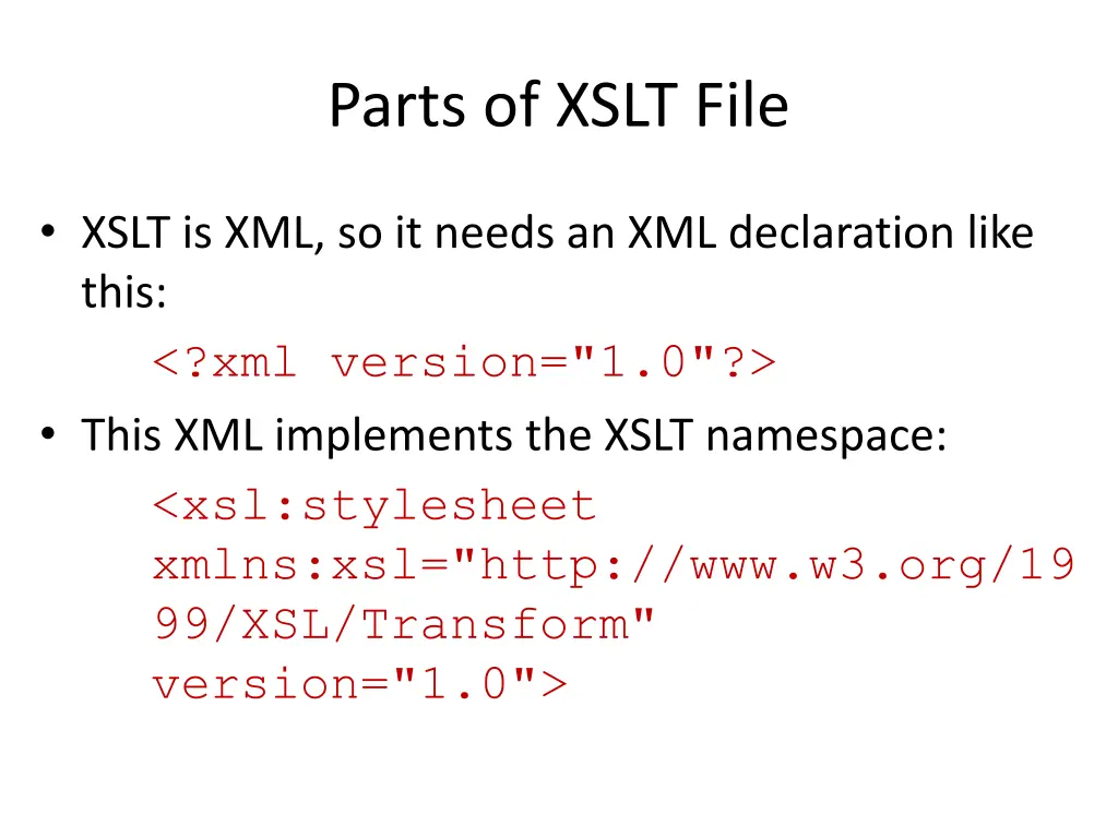 parts of xslt file