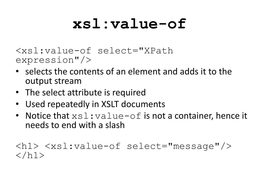 xsl value of