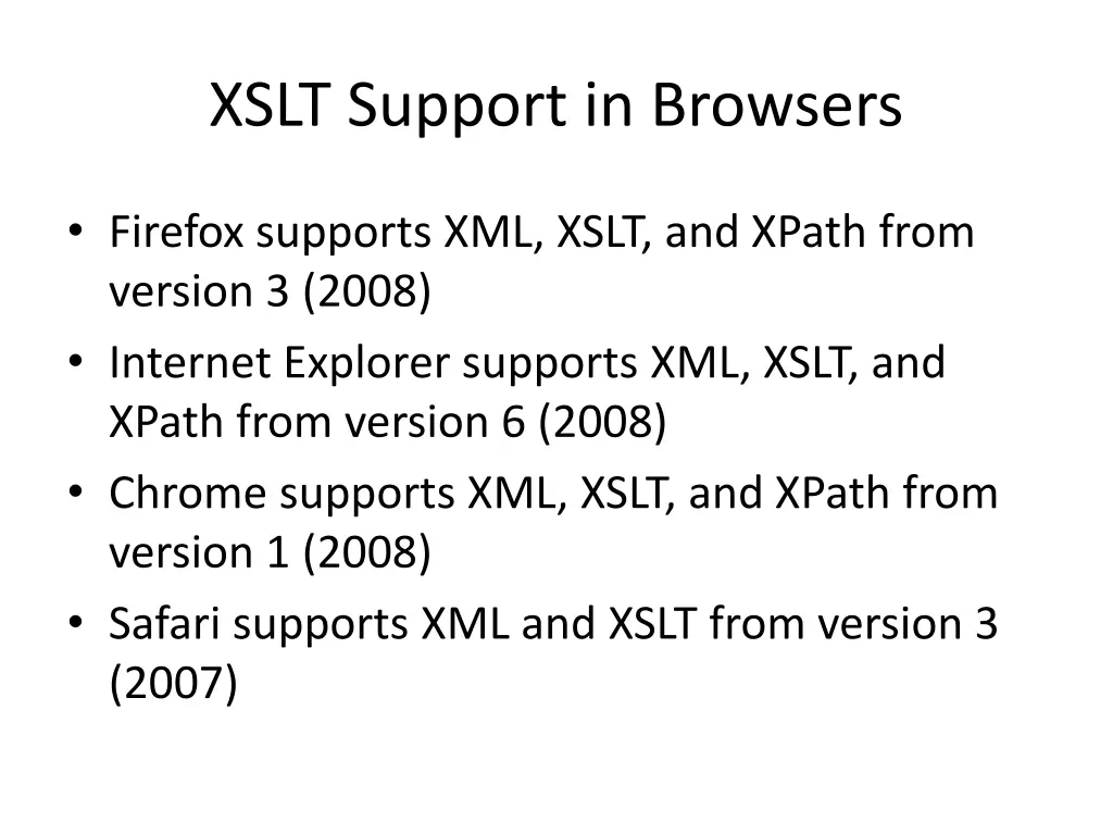 xslt support in browsers