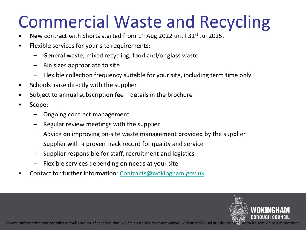 commercial waste and recycling new contract with
