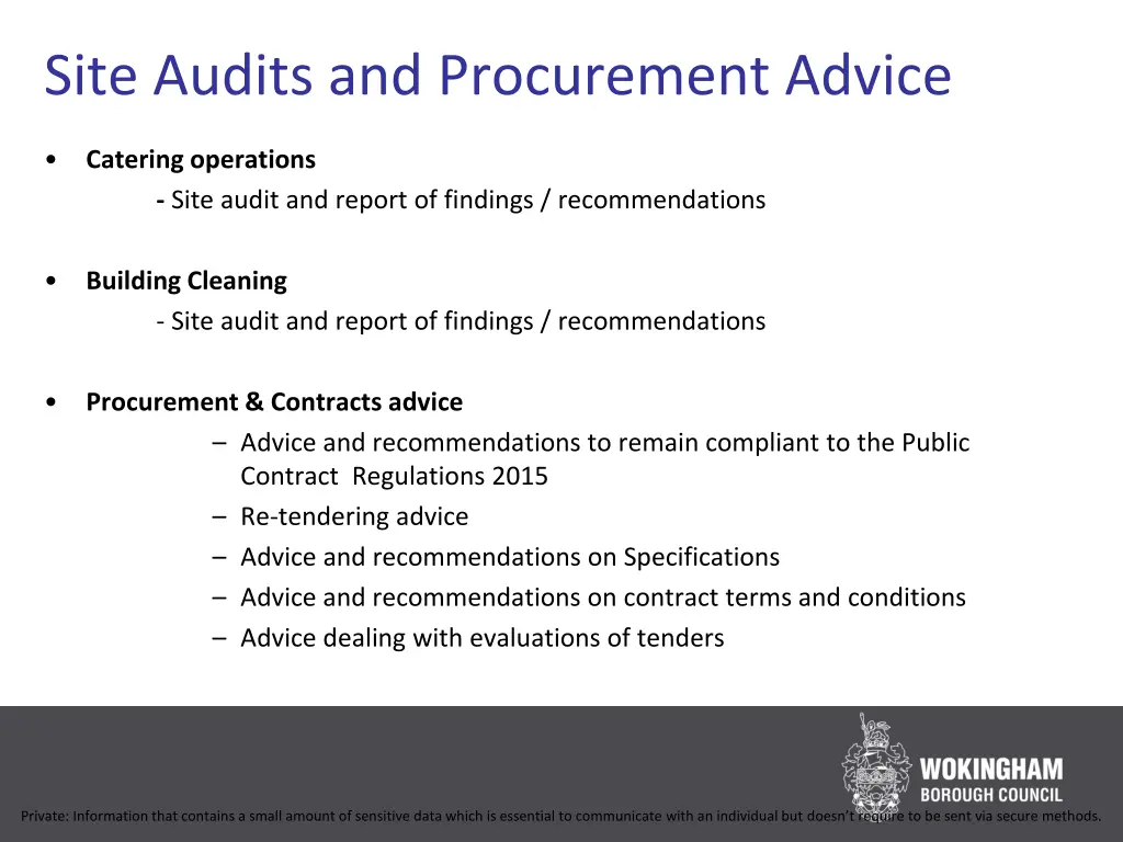 site audits and procurement advice
