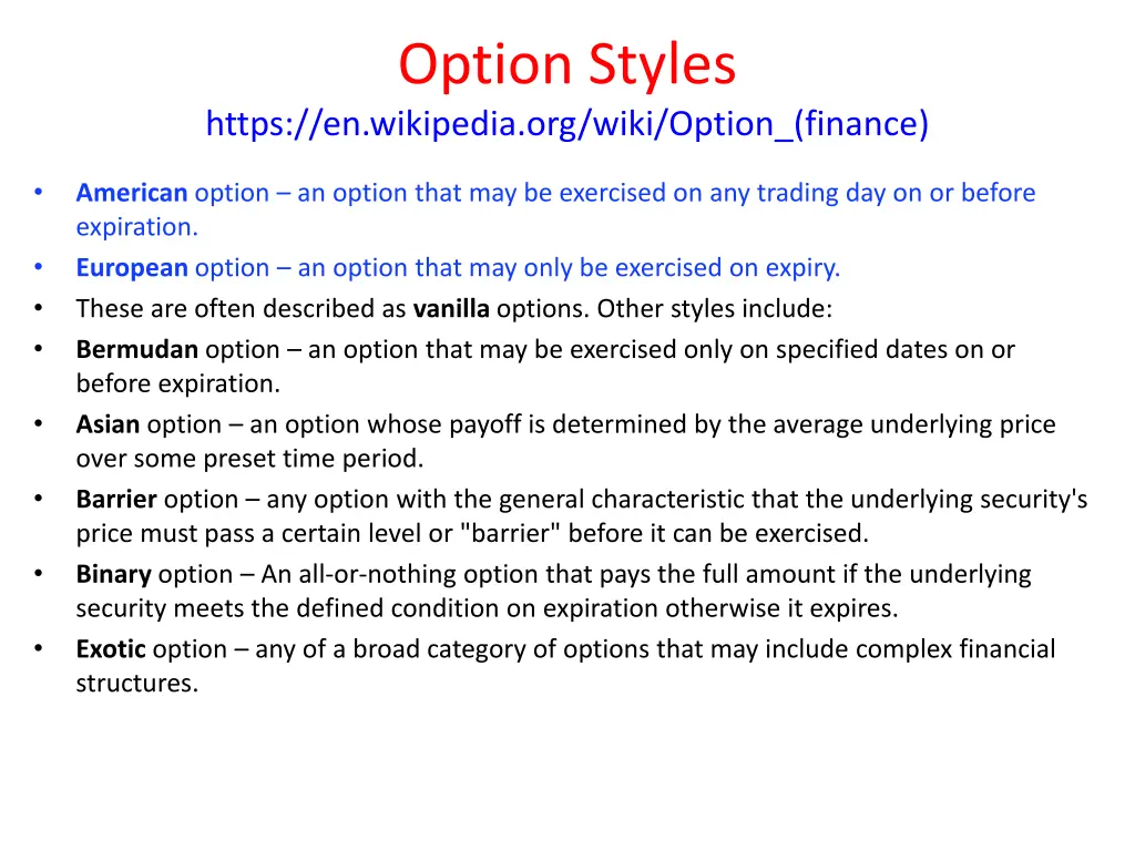 option styles