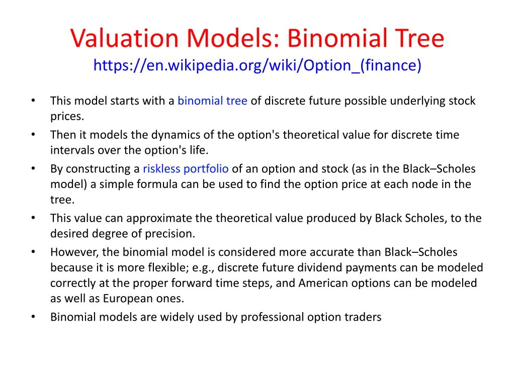 valuation models binomial tree https en wikipedia