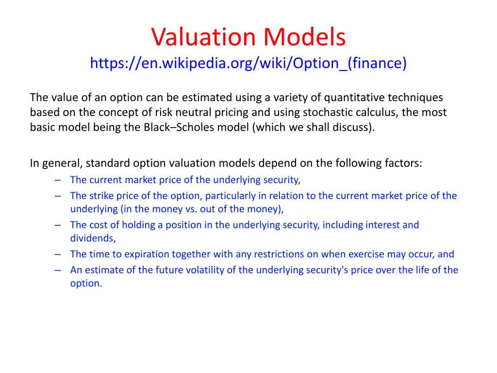valuation models https en wikipedia org wiki