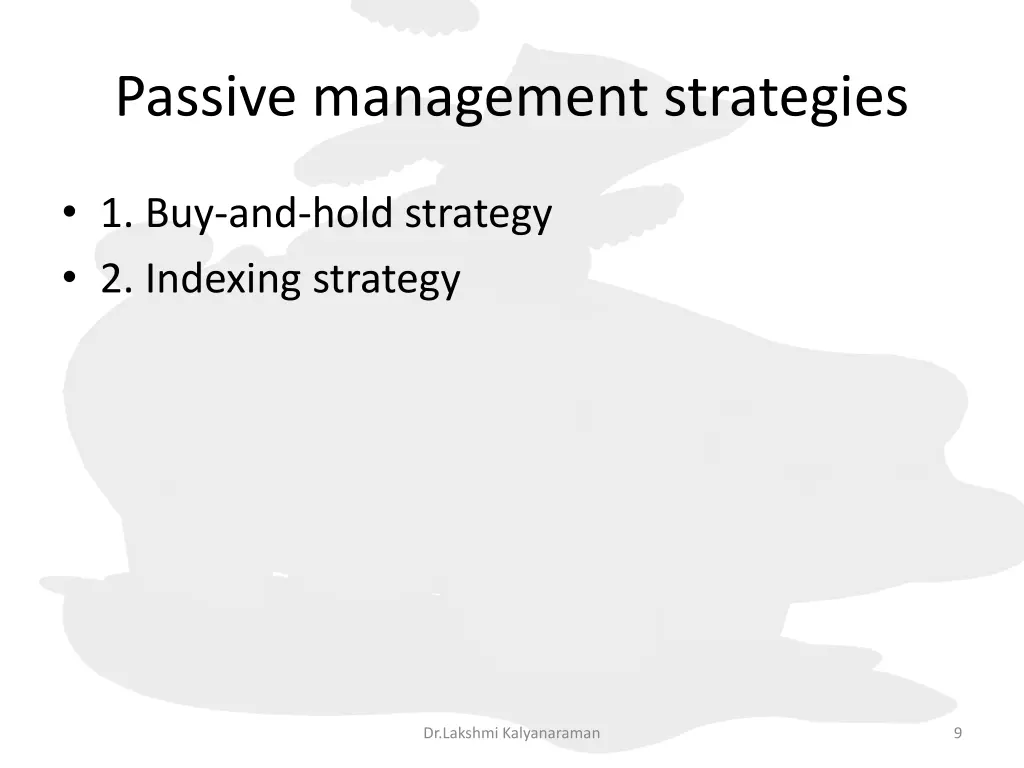 passive management strategies 1