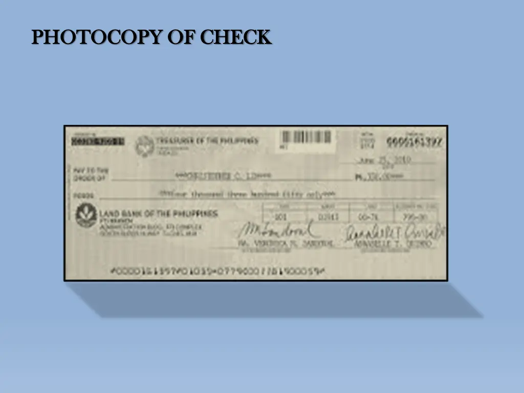 photocopy of check photocopy of check