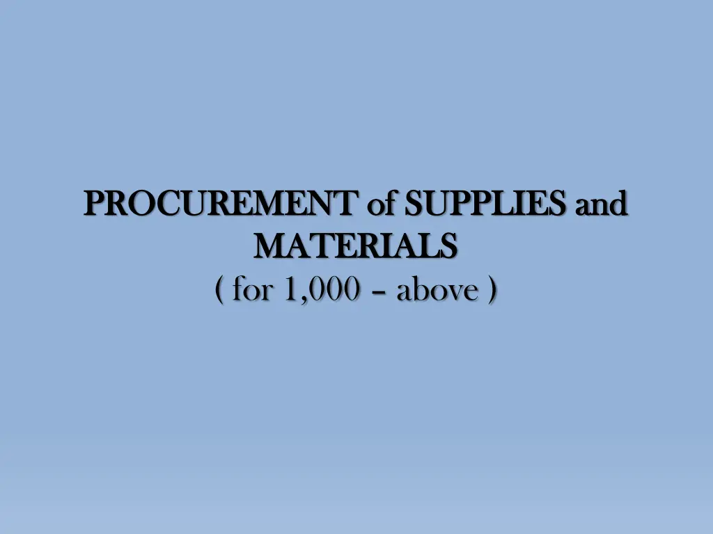 procurement of supplies and procurement