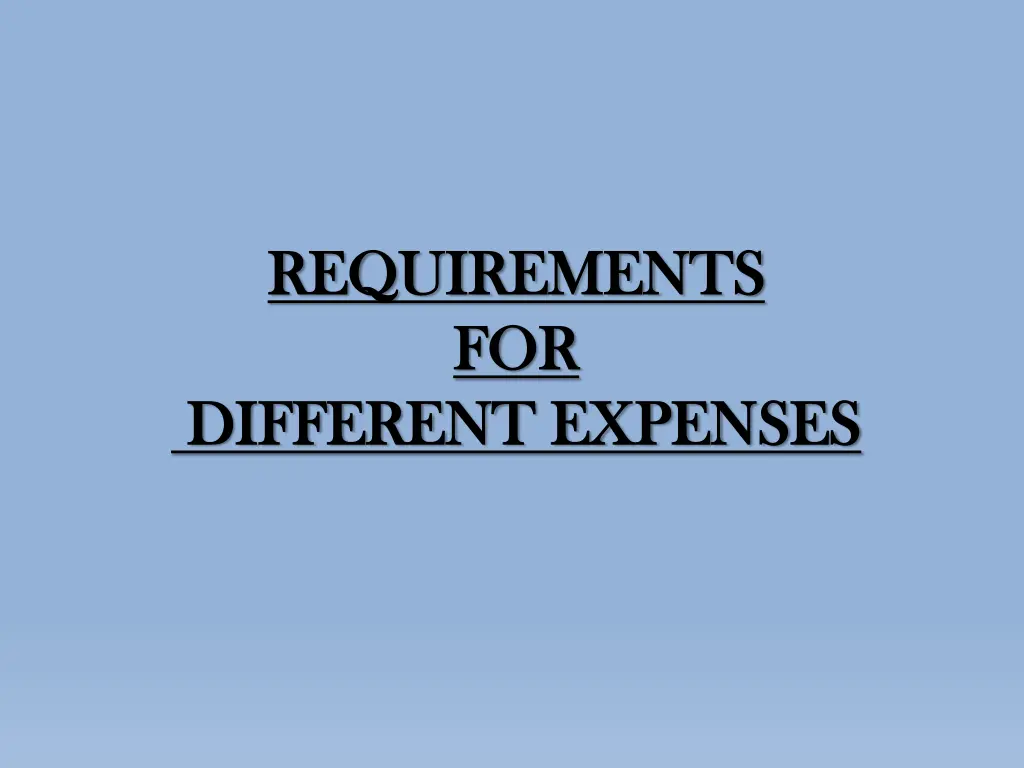 requirements requirements for for different