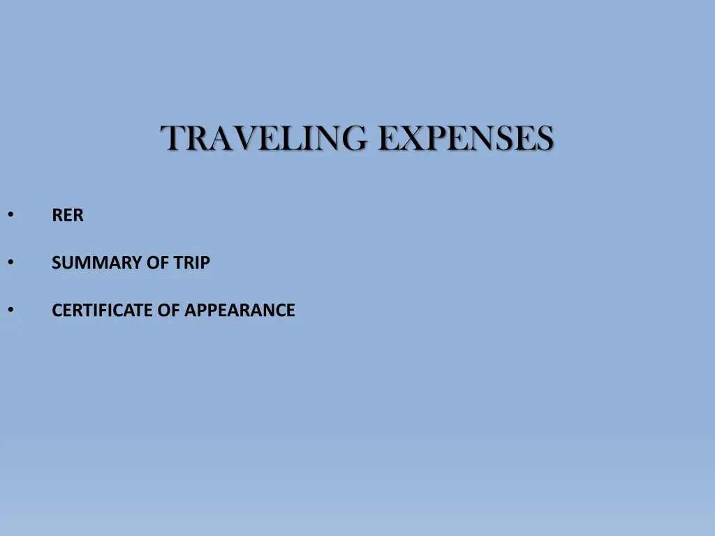 traveling expenses
