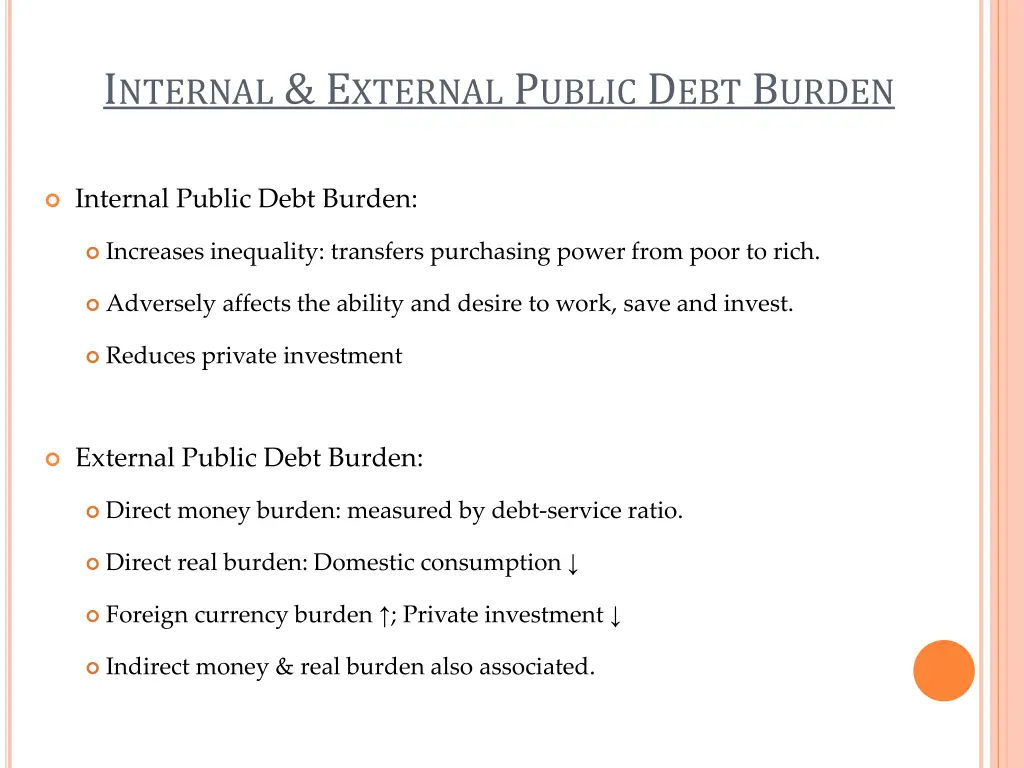 i nternal e xternal p ublic d ebt b urden