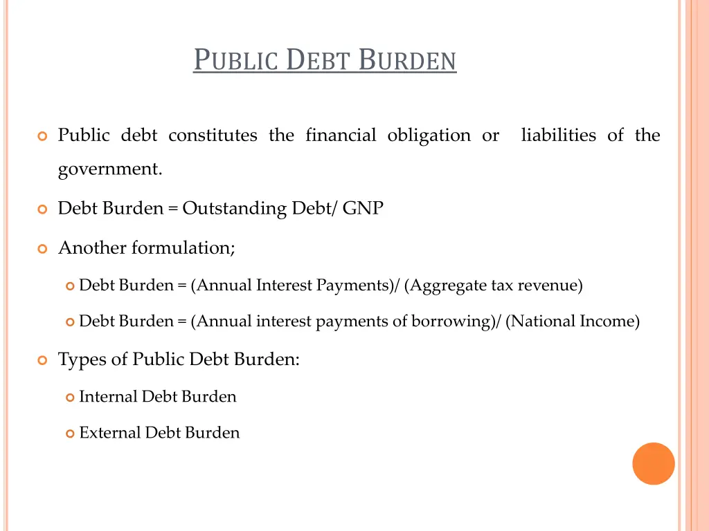 p ublic d ebt b urden