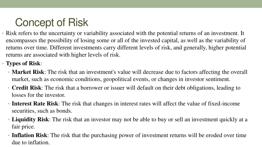 concept of risk risk refers to the uncertainty