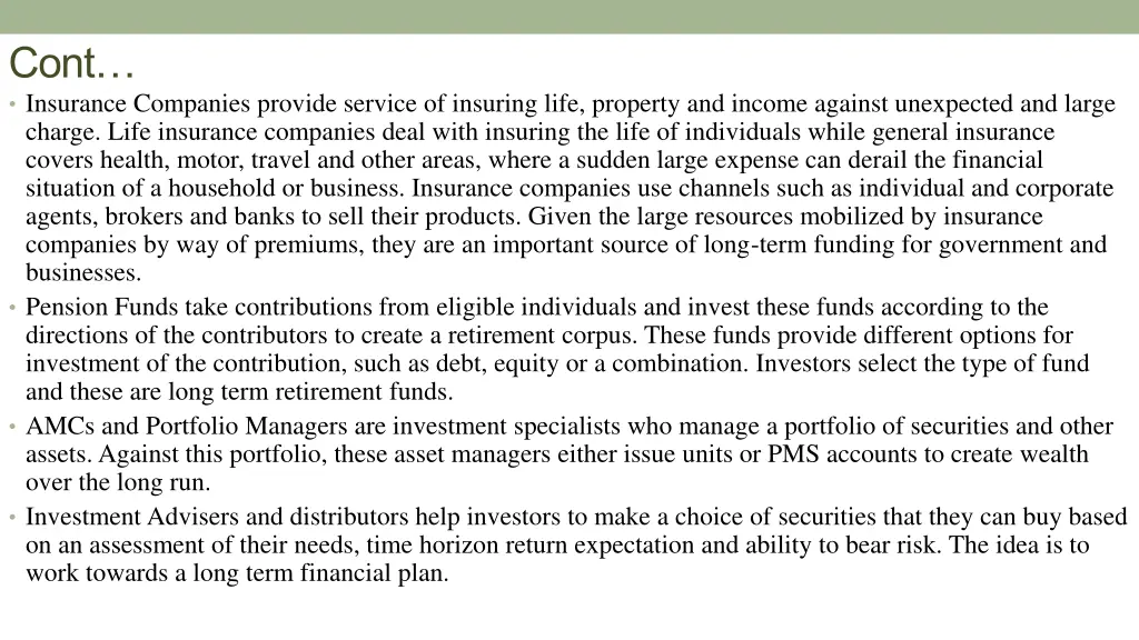 cont insurance companies provide service
