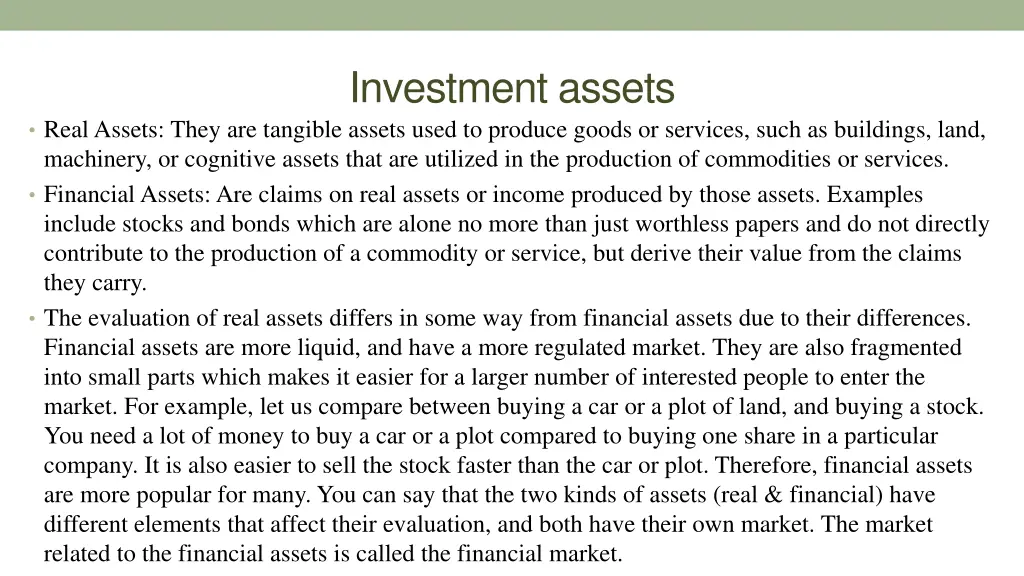 investment assets