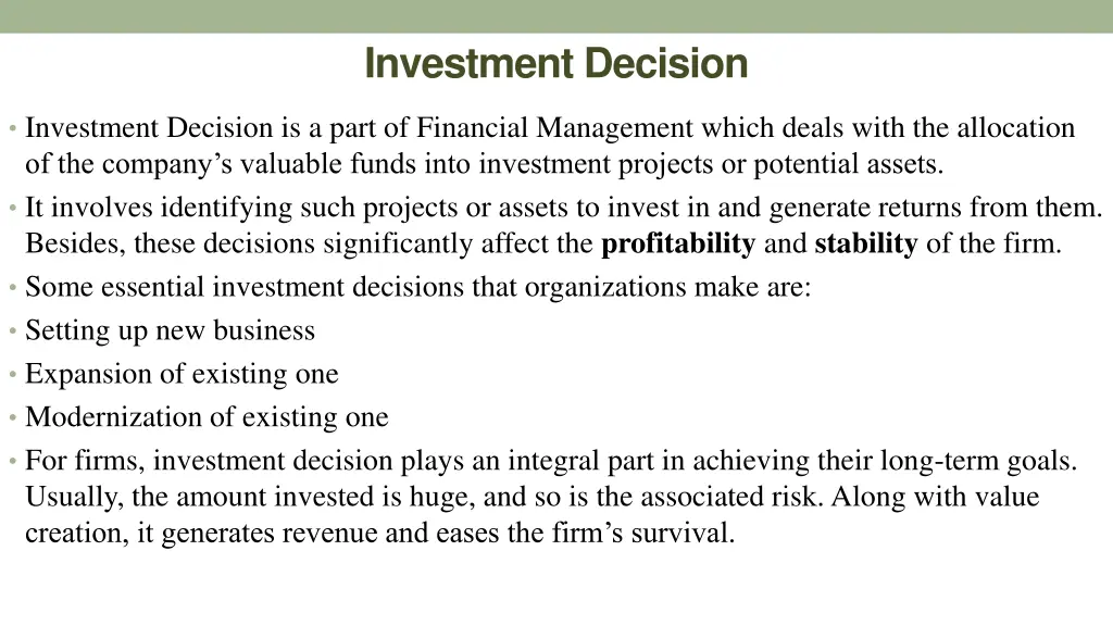 investment decision