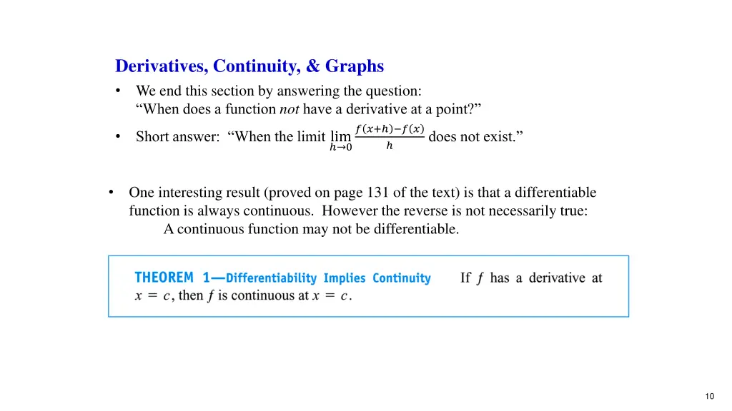 derivatives continuity graphs we end this section