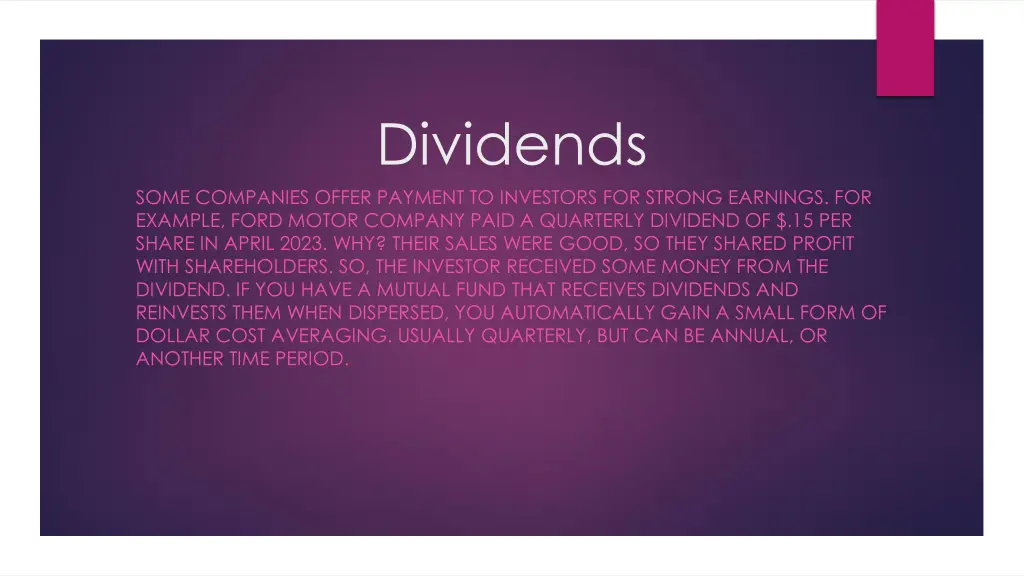 dividends