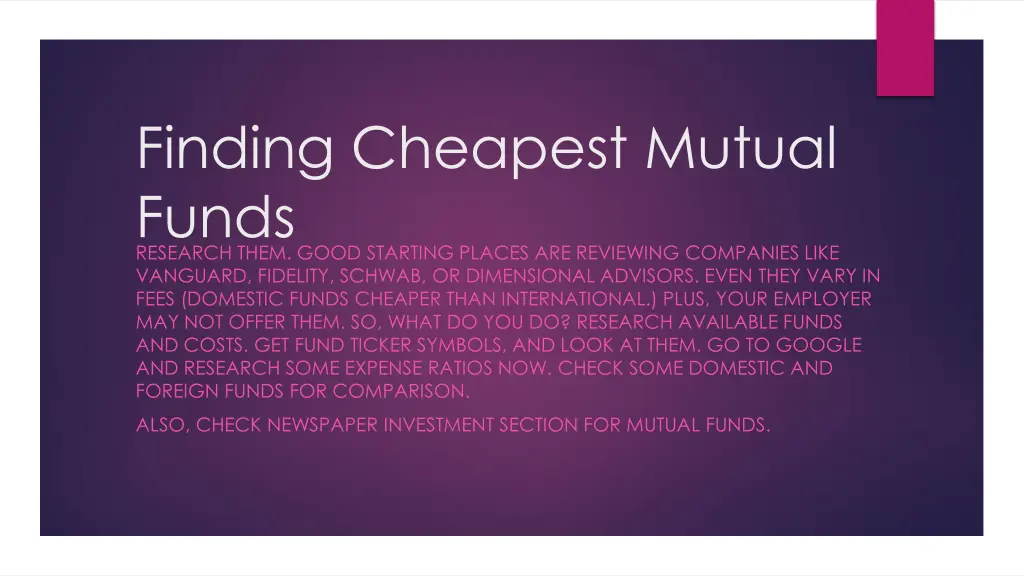 finding cheapest mutual funds research them good