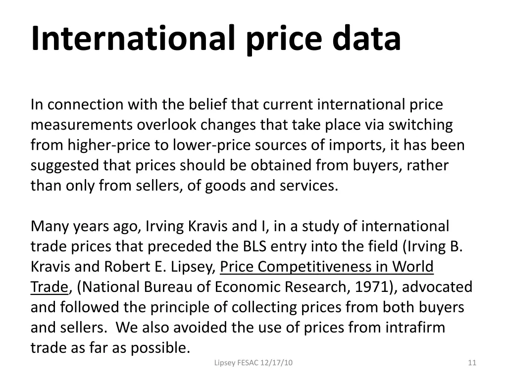 international price data