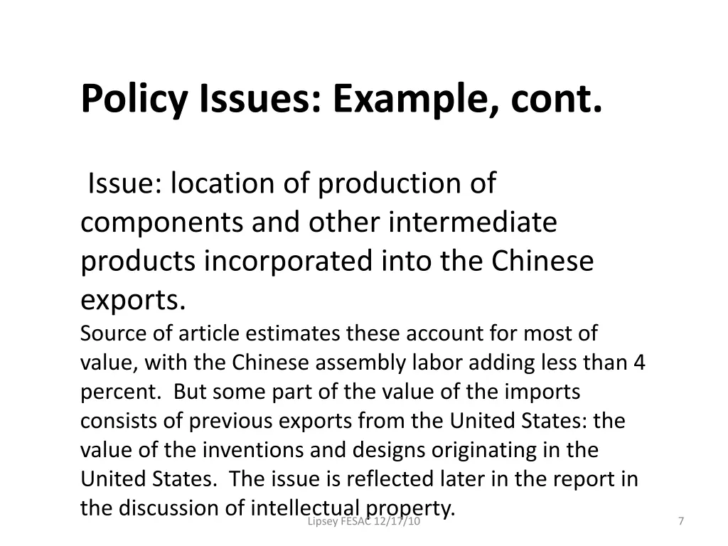 policy issues example cont